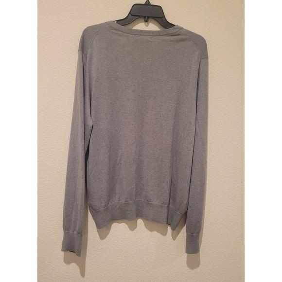 Banana Republic Luxury Blend Silk Cotton Cashmere Vneck Sweater Men's large gray - Picture 2 of 7